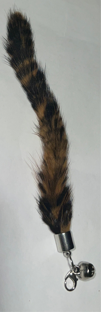 Lots of Stripes Fuzzy Real Fur Wand Attachment Toy With Bell - Dog.Dog.Cat.