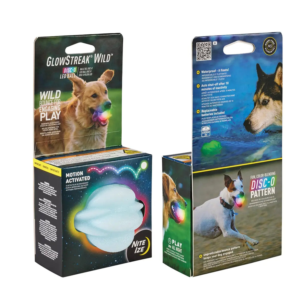 Nite Ize GlowStreak® Wild™ LED Ball - Disc-O - Dog.Dog.Cat.