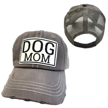 DOG MOM BALL CAP | WOMAN'S HAT | DISTRESSED - Dog.Dog.Cat.