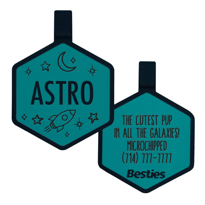 Besties Pets - Space Cadet Silicone Dog ID Tag: Chartreuse