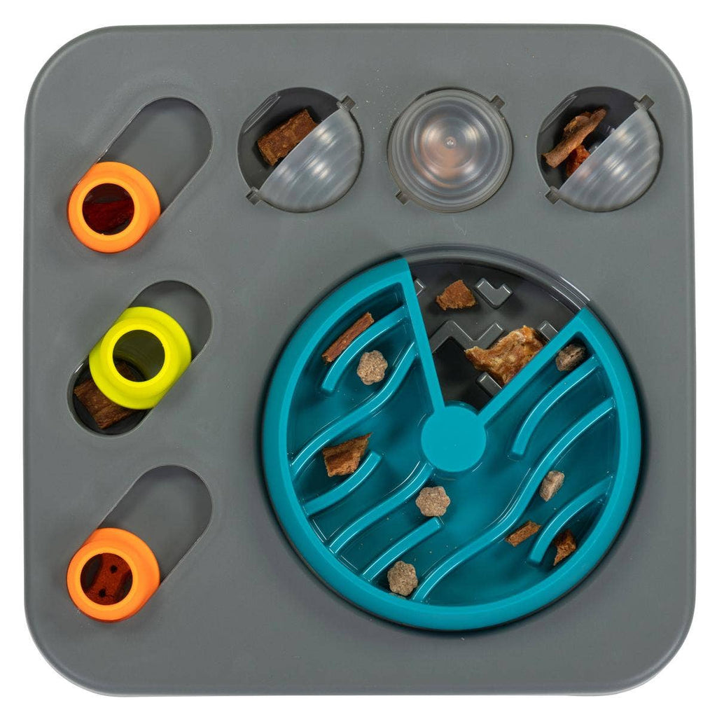 Messy Mutts Flip'n Slide Puzzler, Medium, 12.5" x 12.5",Grey - Dog.Dog.Cat.