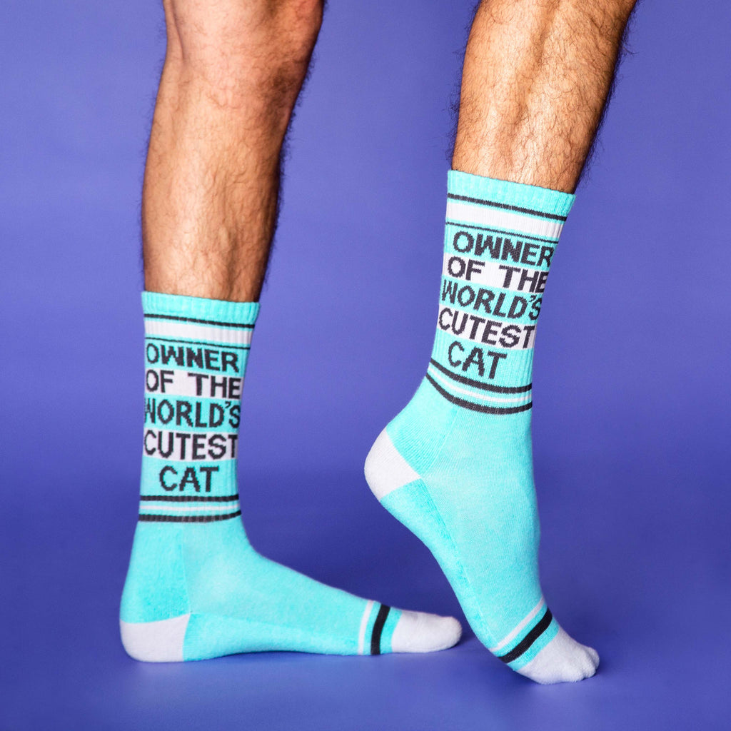 Owner Of The World's Cutest Cat Gym Crew Socks - Dog.Dog.Cat.