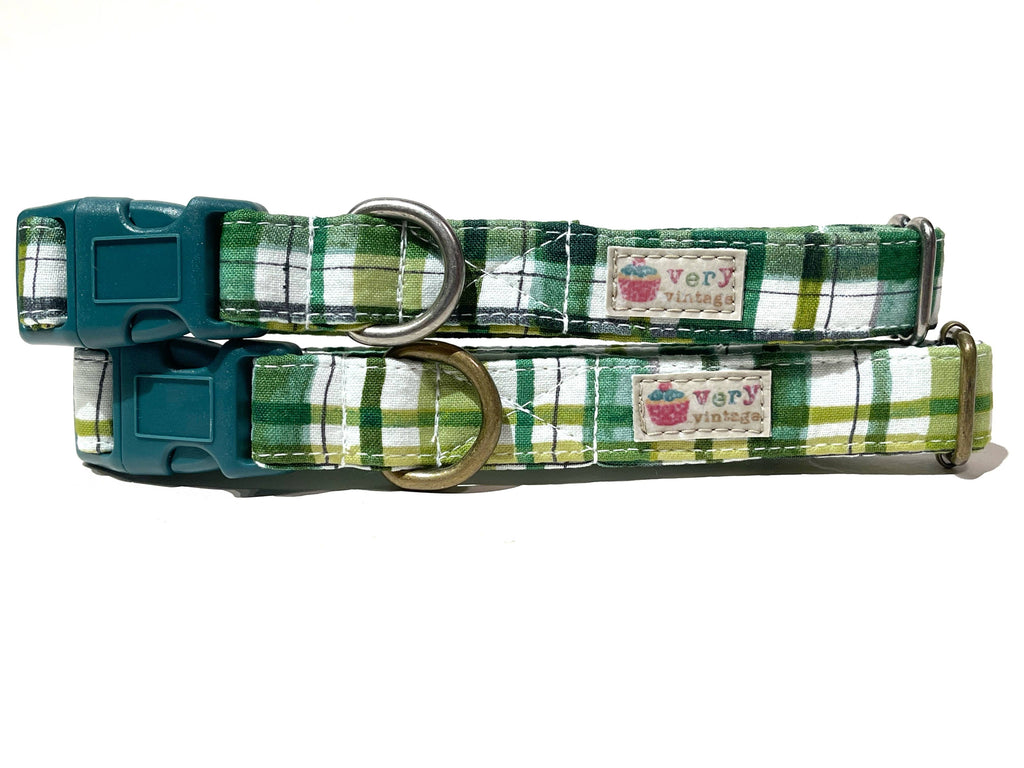 Finn - Green Plaid Organic Cotton Dog & Cat Collars - Dog.Dog.Cat.