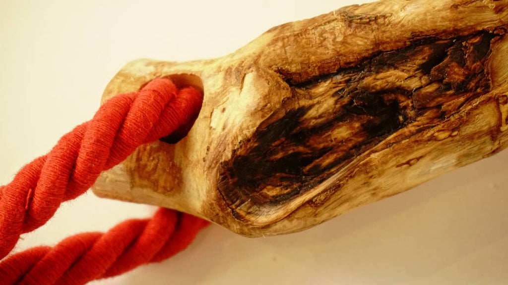 hundsfutter - Olive wood teether with cotton cord - Dog.Dog.Cat.