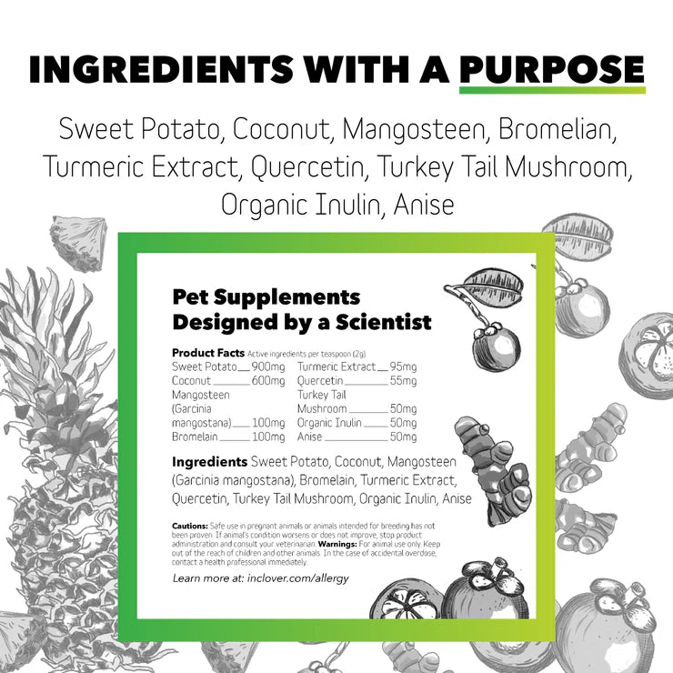 InClover Allergy Supplement for Dogs + Cats (BioResiliant) - Dog.Dog.Cat.