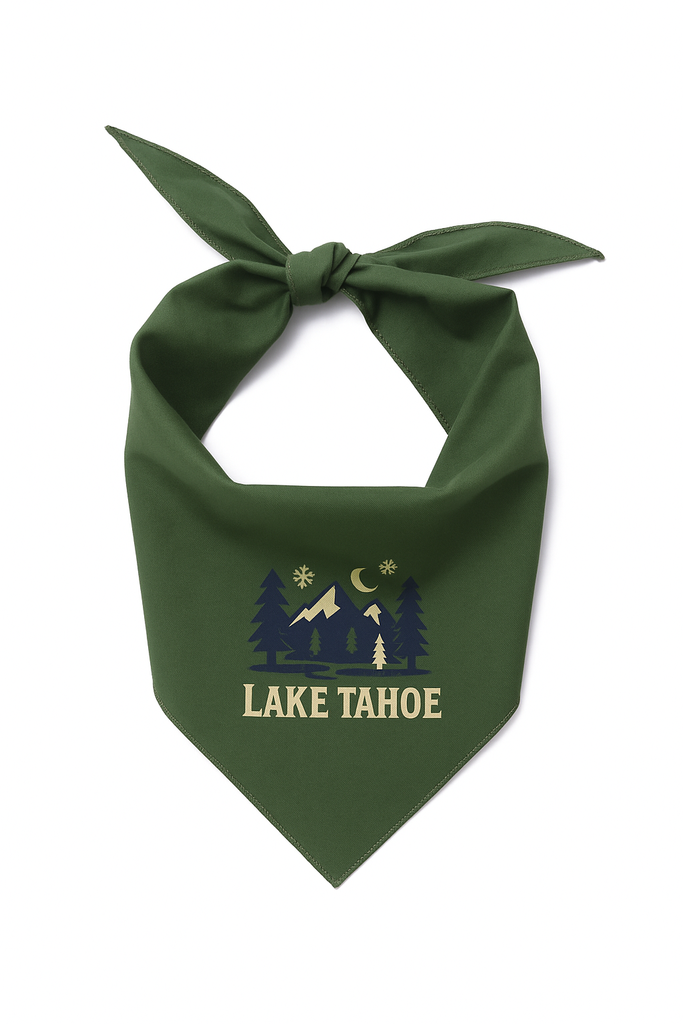 Lake Tahoe Bandana Custom Design - Forest Green - Dog.Dog.Cat.