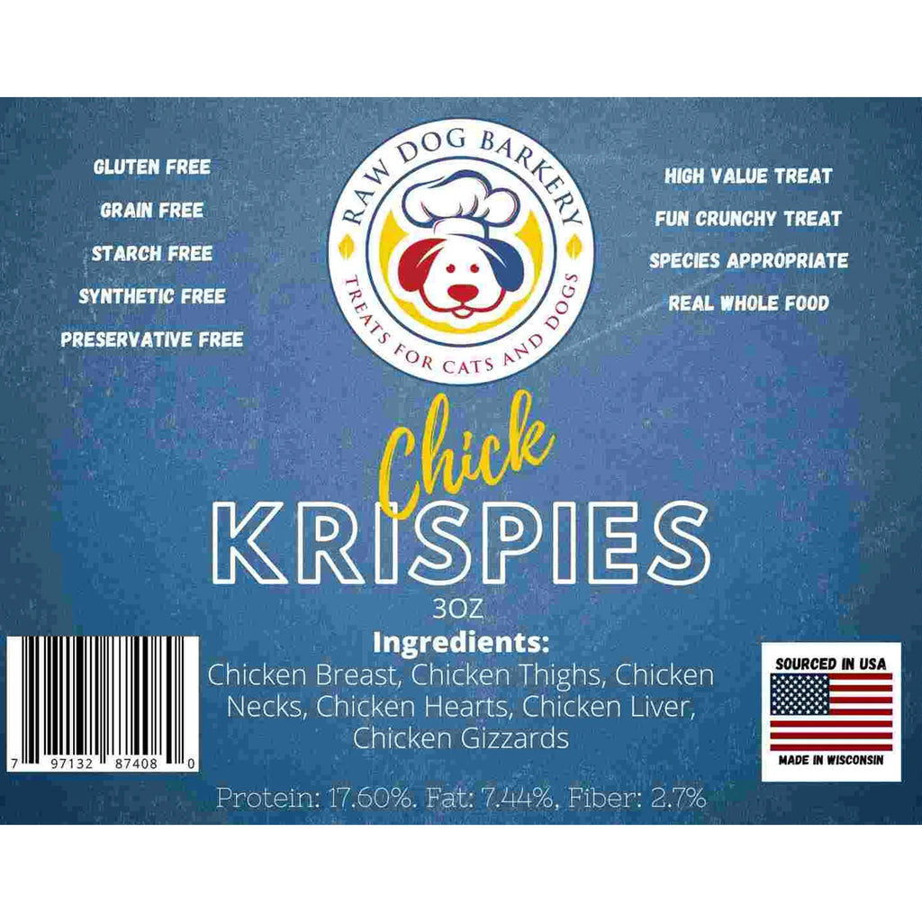 Chick Krispies -  The "Rice Krispie" version of a dog treat made from just chicken. - Dog.Dog.Cat.