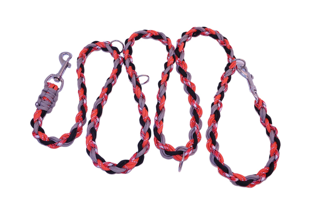Dog Dog Cat Paracord Dog Leash-Orange/red/reflective : 6' adjustable - Dog.Dog.Cat.