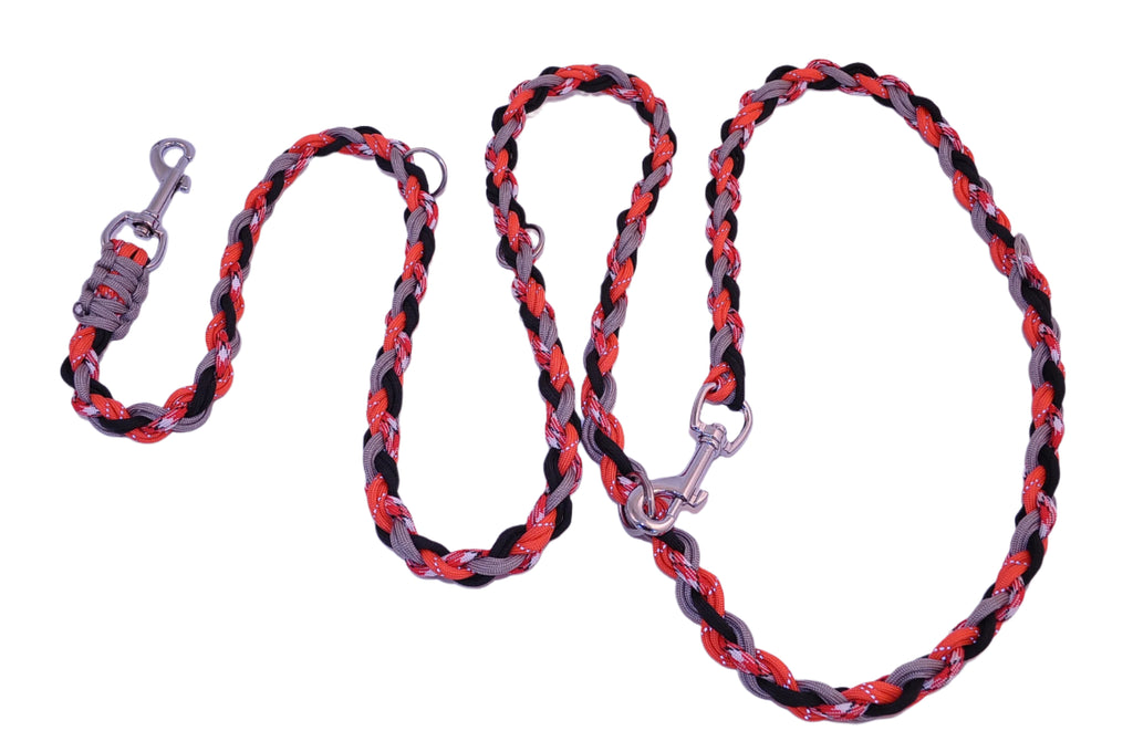 Dog Dog Cat Paracord Dog Leash-Orange/red/reflective : 6' adjustable - Dog.Dog.Cat.