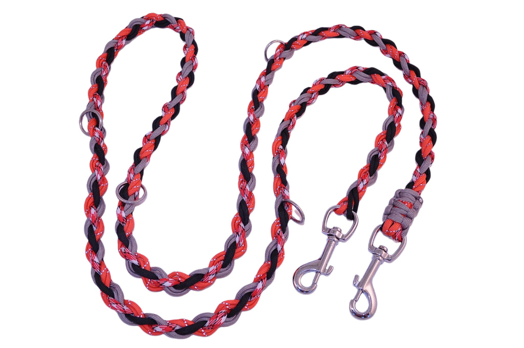 Dog Dog Cat Paracord Dog Leash-Orange/red/reflective : 6' adjustable - Dog.Dog.Cat.