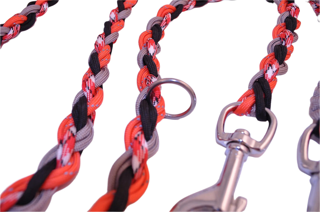 Dog Dog Cat Paracord Dog Leash-Orange/red/reflective : 6' adjustable - Dog.Dog.Cat.
