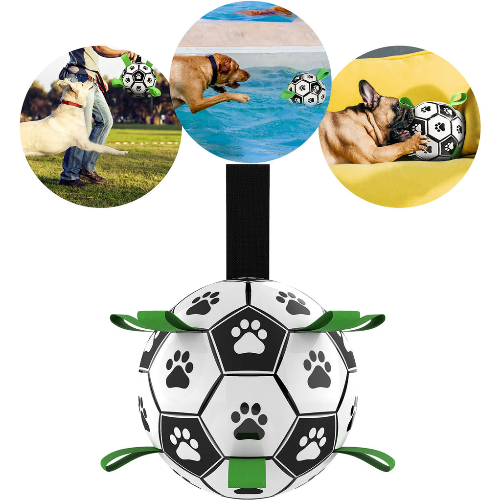 Dog Soccer Ball Toy with Tabs includes Free Pump Glow in the Dark or Standard in two sizes - Dog.Dog.Cat.