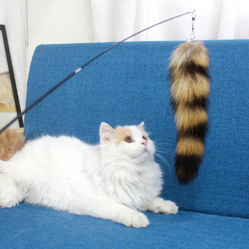 Fox Fur Plush Tail and Wand Cat Toy - Dog.Dog.Cat.