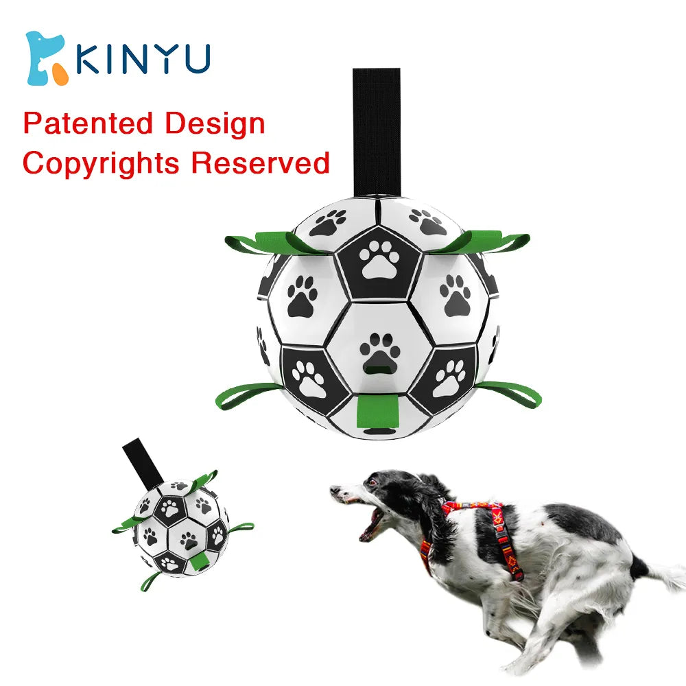 Kinyu Original Pet Supply Hot Pet Product PU Nylon Winding Interactive Football Dog Toys Dog Soccer Ball with Tabs Free Pump - Dog.Dog.Cat.