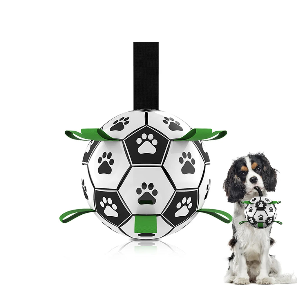 Dog Soccer Ball Toy with Tabs includes Free Pump Glow in the Dark or Standard in two sizes - Dog.Dog.Cat.