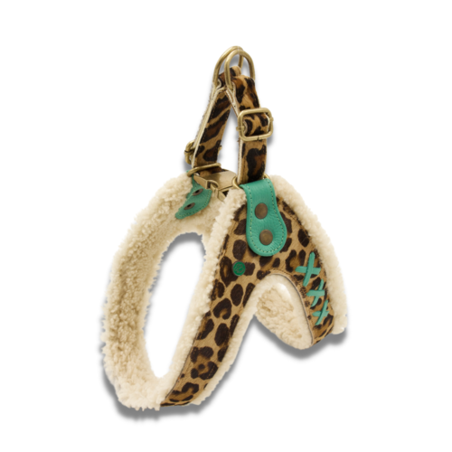 Dog With A Mission - Leopard Print Dog Harness with Fleece lining.  Easy step in design - Dog.Dog.Cat.