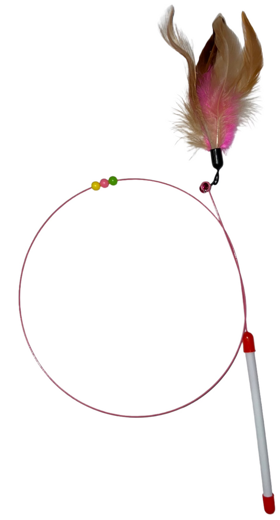 Wire Wand Cat Toy with Feathers and Bell - Dog.Dog.Cat.