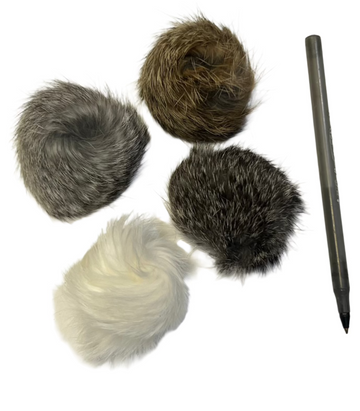 Rabbit Fur Pom Pom Cat Toy Teaser 2.5" Natural Colors - Dog.Dog.Cat.