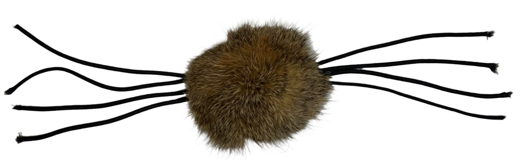 Rabbit Fur Cat Toys - Ball of real Fur with 8 Strings attached (furry spider) - Dog.Dog.Cat.