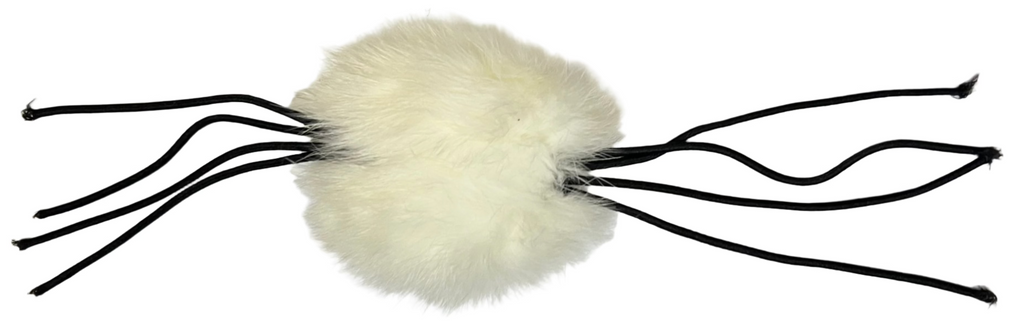 Rabbit Fur Cat Toys - Ball of real Fur with 8 Strings attached (furry spider) - Dog.Dog.Cat.