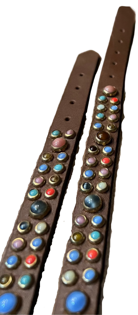 RN Design Dog Collar Chestnut / Turquoise 1/2" Width - Dog.Dog.Cat.