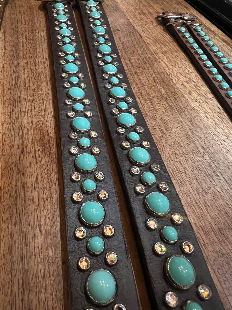 RN Design Dog Collar / HB Combo Black Turquoise Clear Nickel - Dog.Dog.Cat.