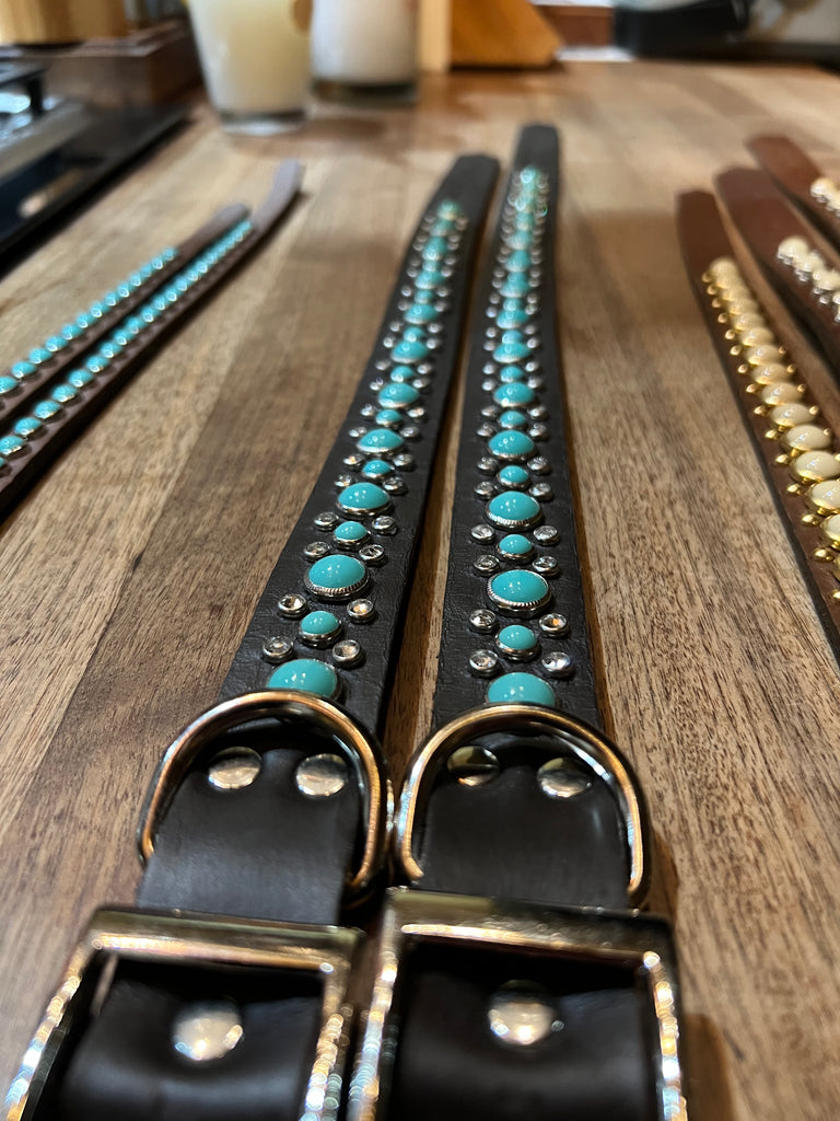 RN Design Dog Collar / HB Combo Black Turquoise Clear Nickel - Dog.Dog.Cat.