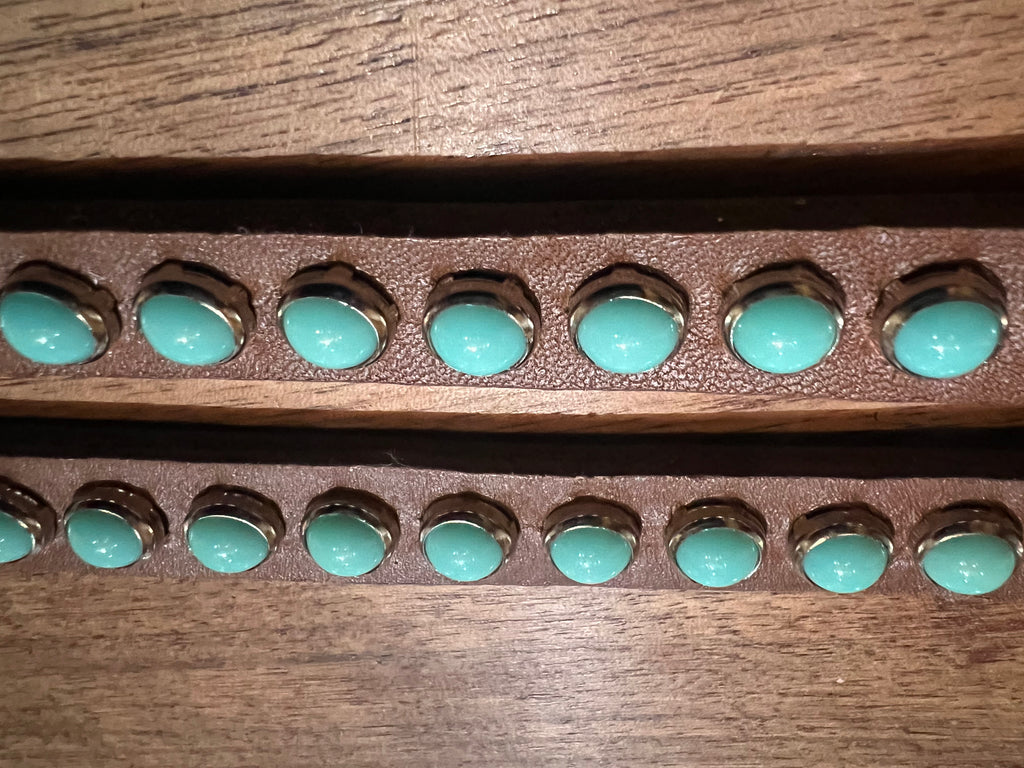 RN Design Dog Collar Chestnut / Turquoise 1/2" Width - Dog.Dog.Cat.