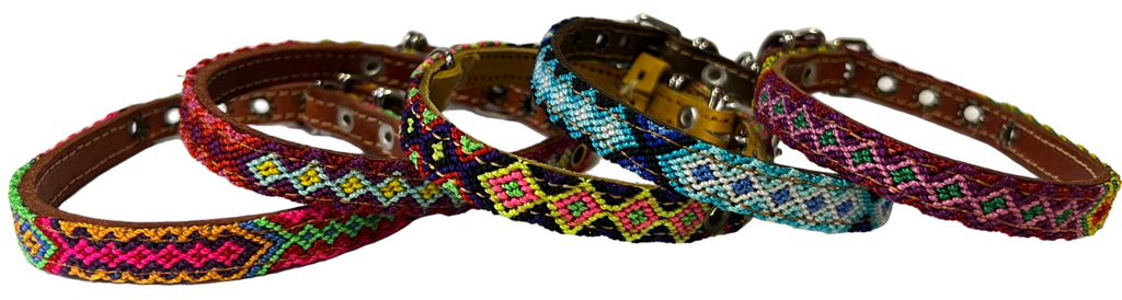 Handwoven and Leather Dog Collar Asst. Colors - Dog.Dog.Cat.