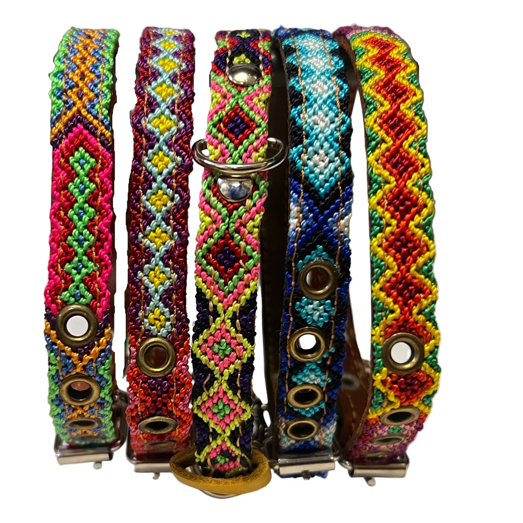 Handwoven and Leather Dog Collar Asst. Colors - Dog.Dog.Cat.