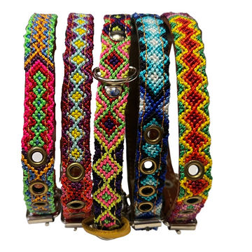 Handwoven and Leather Dog Collar Asst. Colors - Dog.Dog.Cat.