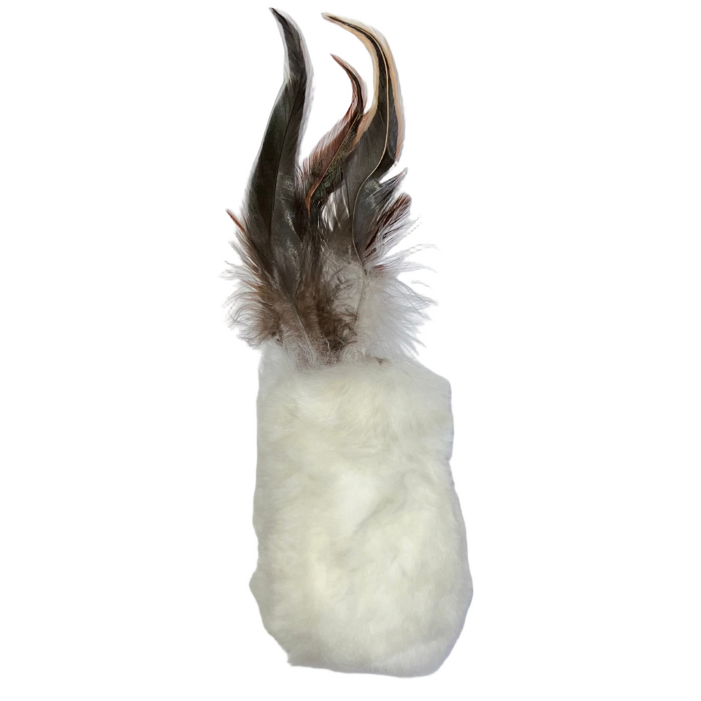 Sheep Fur Plush Tail and Feathers Cat Toy - Lamb Wool - Dog.Dog.Cat.