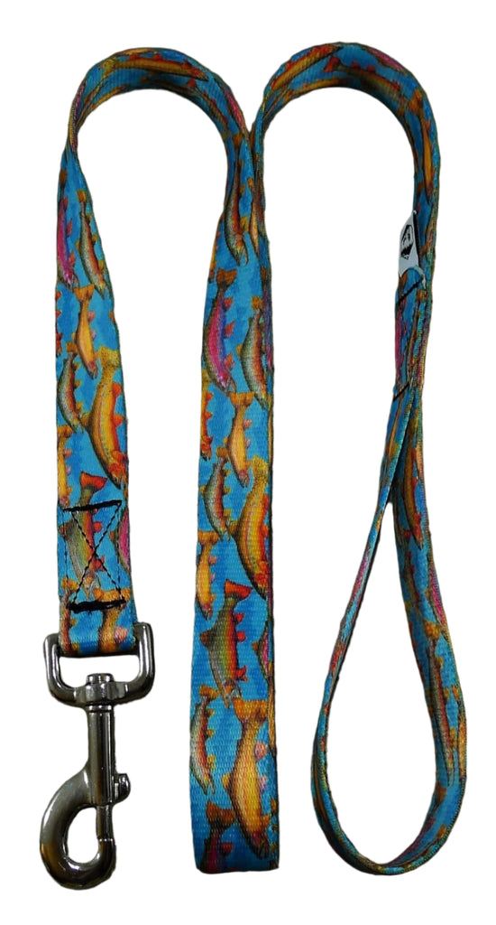 Trout Tales Collar designed for comfortable and adjustable fit for your pet's needs and Matching Leash - Dog.Dog.Cat.