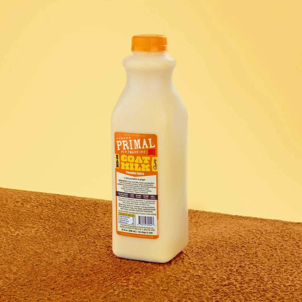 Primal Raw Goat's Milk - Plain, Cranberry, or Pumpkin - 16 oz, 32 oz and 64 oz options - Dog.Dog.Cat.