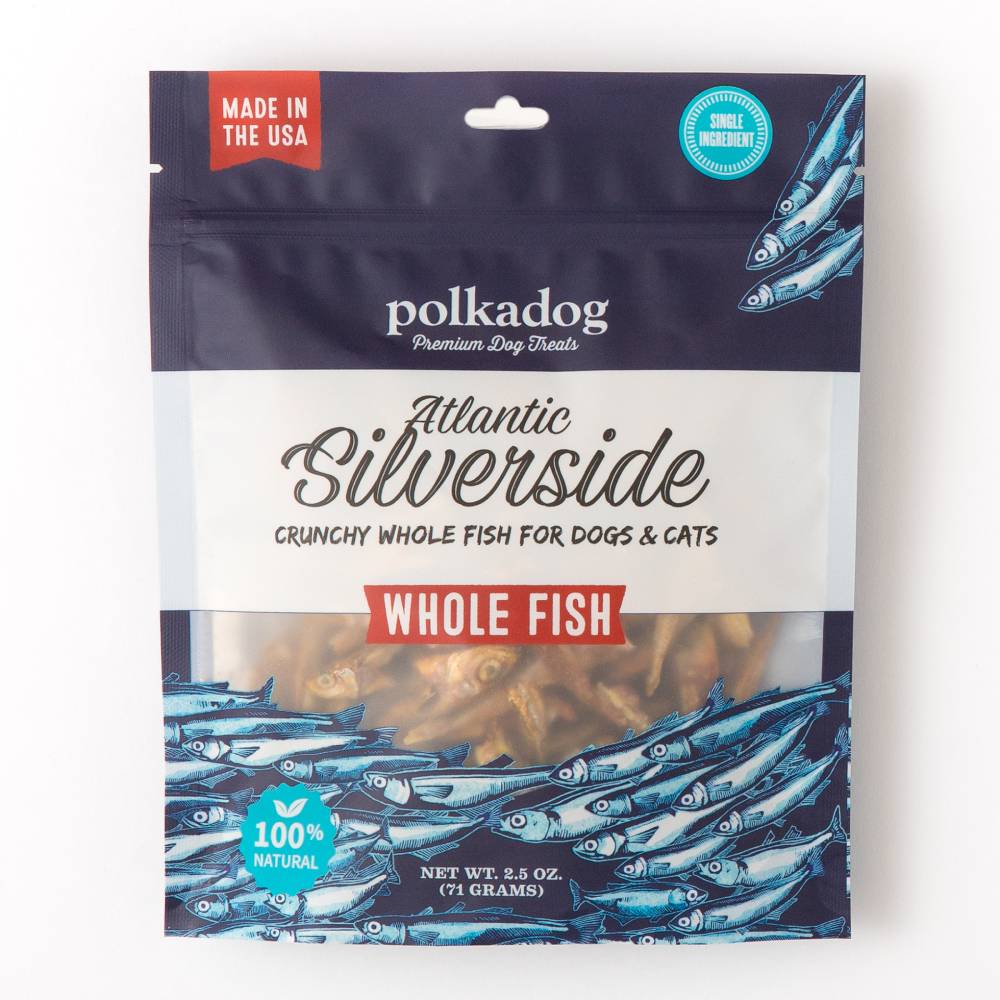 Polka Dog Whole Silverside Fish Cat Treat or Dog Treat- 2.5 oz - Dog.Dog.Cat.