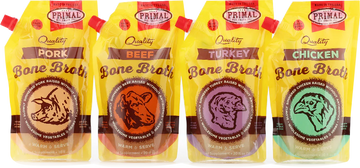 Primal Bone Broth - 20oz Variety Pack: Beef, Chicken, Turkey - Dog.Dog.Cat.
