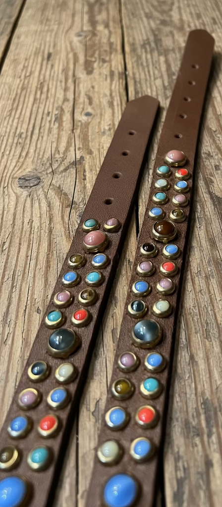 RN Design Dog Collar Chestnut / Turquoise 1/2" Width - Dog.Dog.Cat.