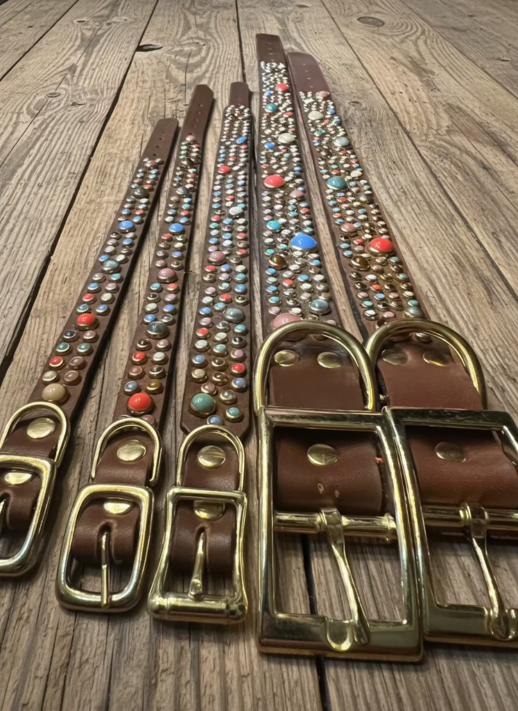 RN Design Dog Collar Chestnut / Turquoise 1/2" Width - Dog.Dog.Cat.