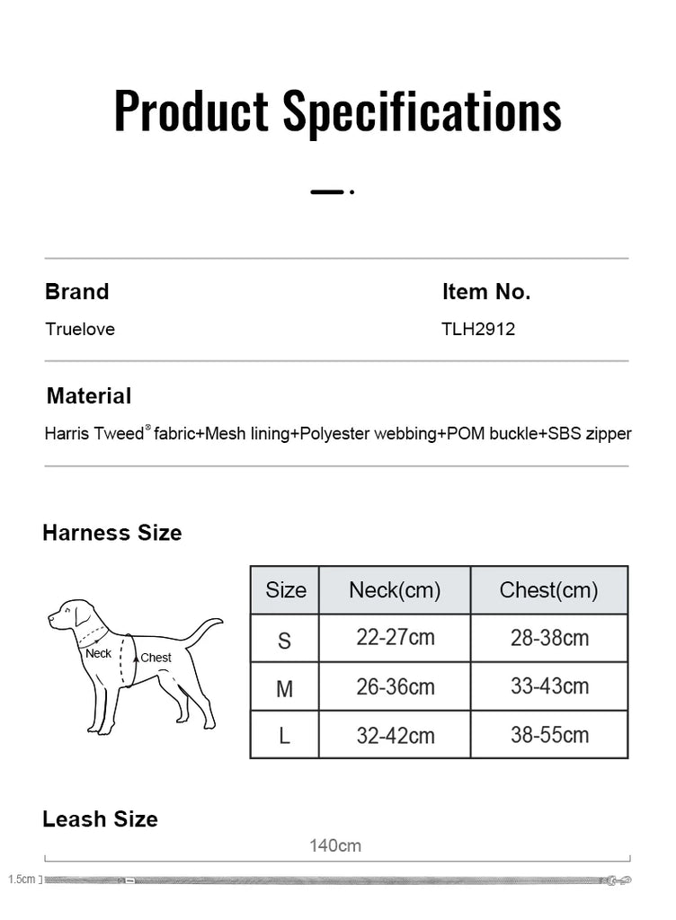 Truelove Comfort Fashionable Series Harness Leash Suit Convenient Poop Bag Dispenser TLH2912 - Dog.Dog.Cat.