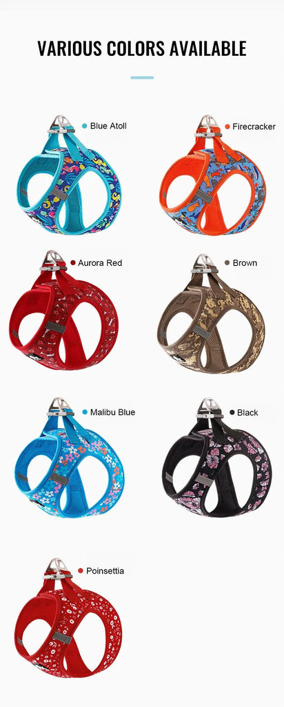 True Love Floral Print Mesh Dog Harness TLH3016 - Aurora Red - Dog.Dog.Cat.