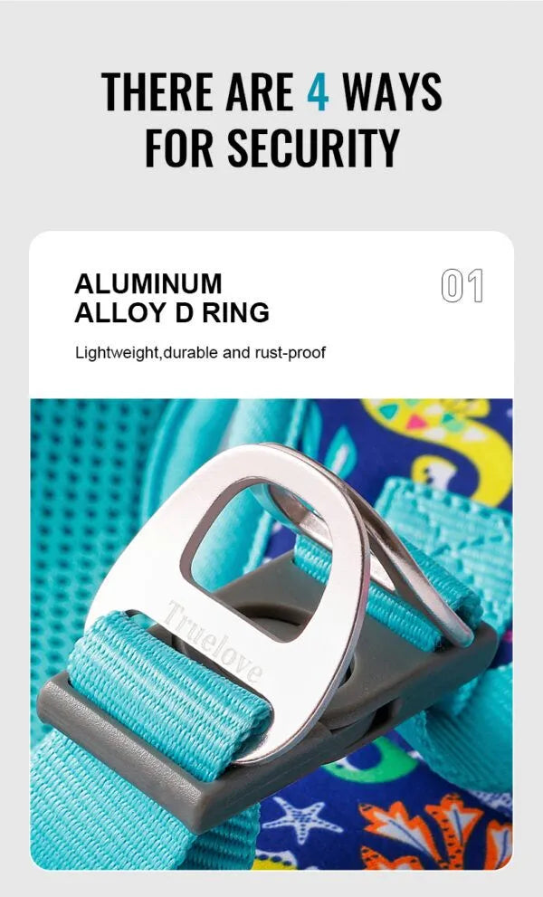 TrueLove Floral Print Mesh Dog Harness TLH3016- Blue Atoll - Dog.Dog.Cat.