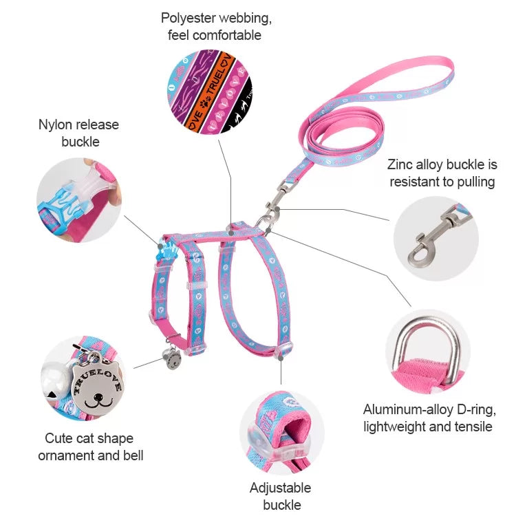 TrueLove Cat Harness and Leash Set TLH3912 - Dog.Dog.Cat.