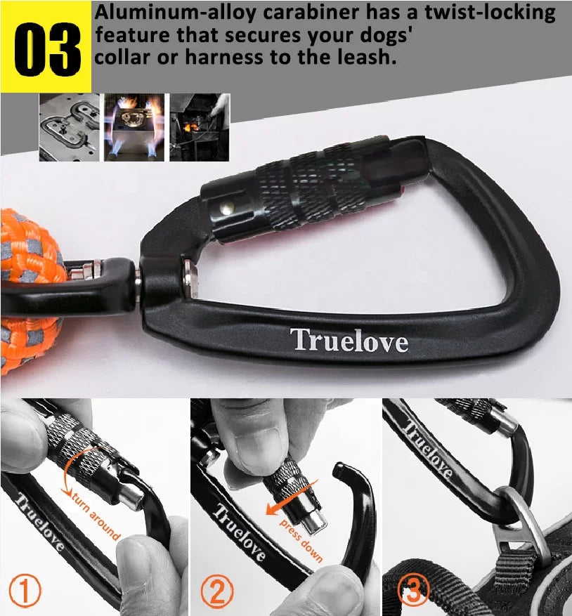 TrueLove Rope Dog Leash - Reflective and Soft Neoprene Comfort Handle TLL2571 - Dog.Dog.Cat.