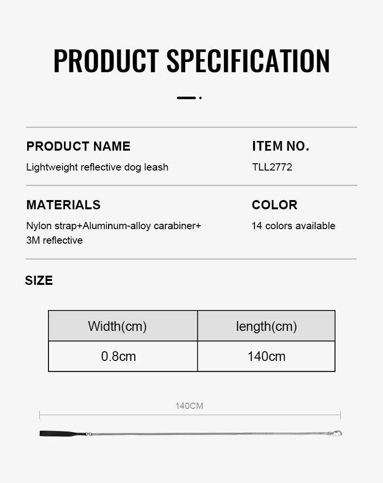 TrueLove Ultra Lightweight Reflective Leash TLL2772 - Dog.Dog.Cat.