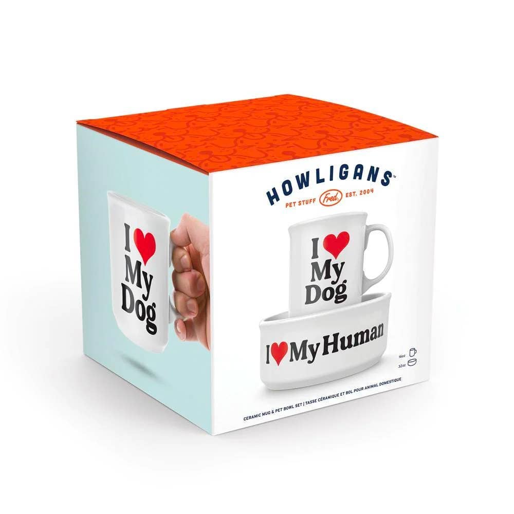 Fred & Friends - Howligans - Mug + Dog Bowl - Heart Dog - Dog.Dog.Cat.