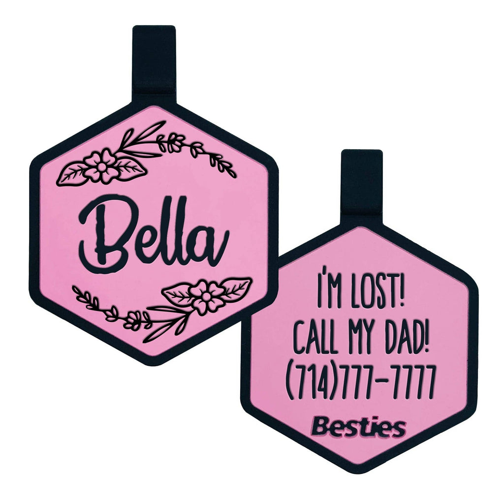 Besties Pets - Blossom Silicone Dog ID Tag - Dog.Dog.Cat.