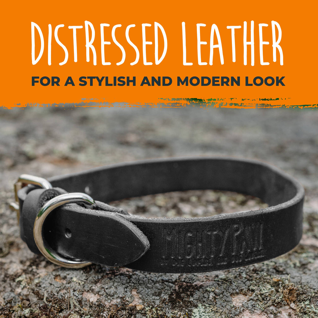 Mighty Paw - Leather Dog Collar - Distressed - Dog.Dog.Cat.