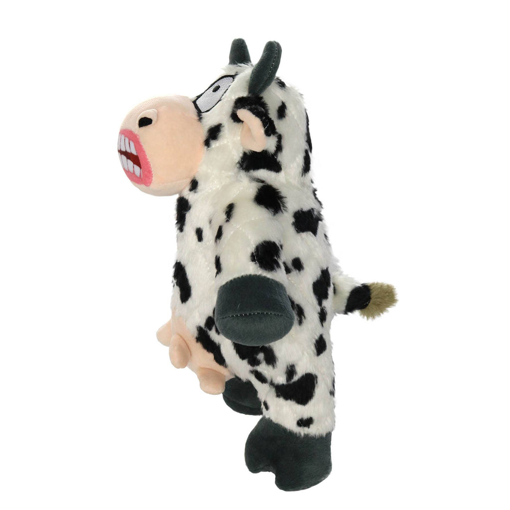 Tuffy Dog Toys - VIP Products - Mighty Angry Animals Cow, Plush, Squeaky Dog Toy - Dog.Dog.Cat.