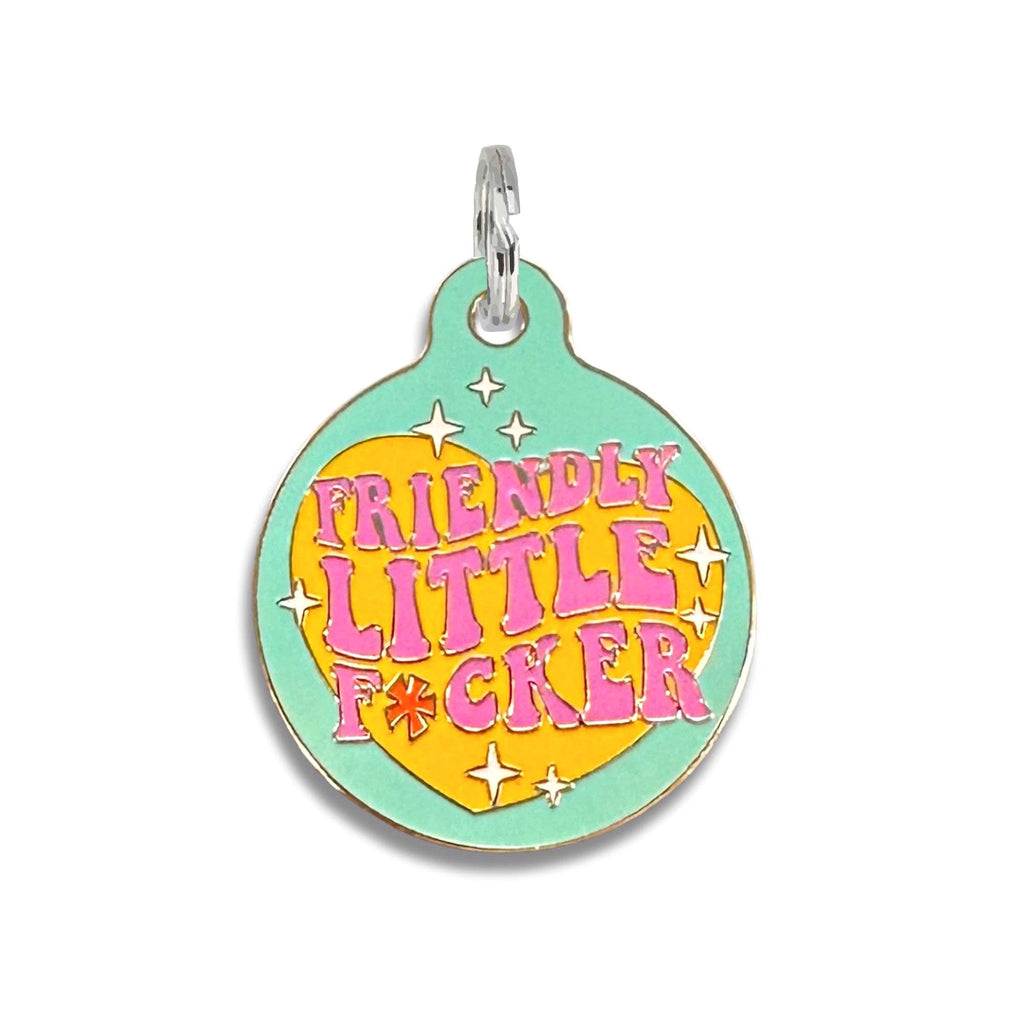 Friendly Fucker - Funny Dog ID Tag with Scannable QR Code - - Dog.Dog.Cat.