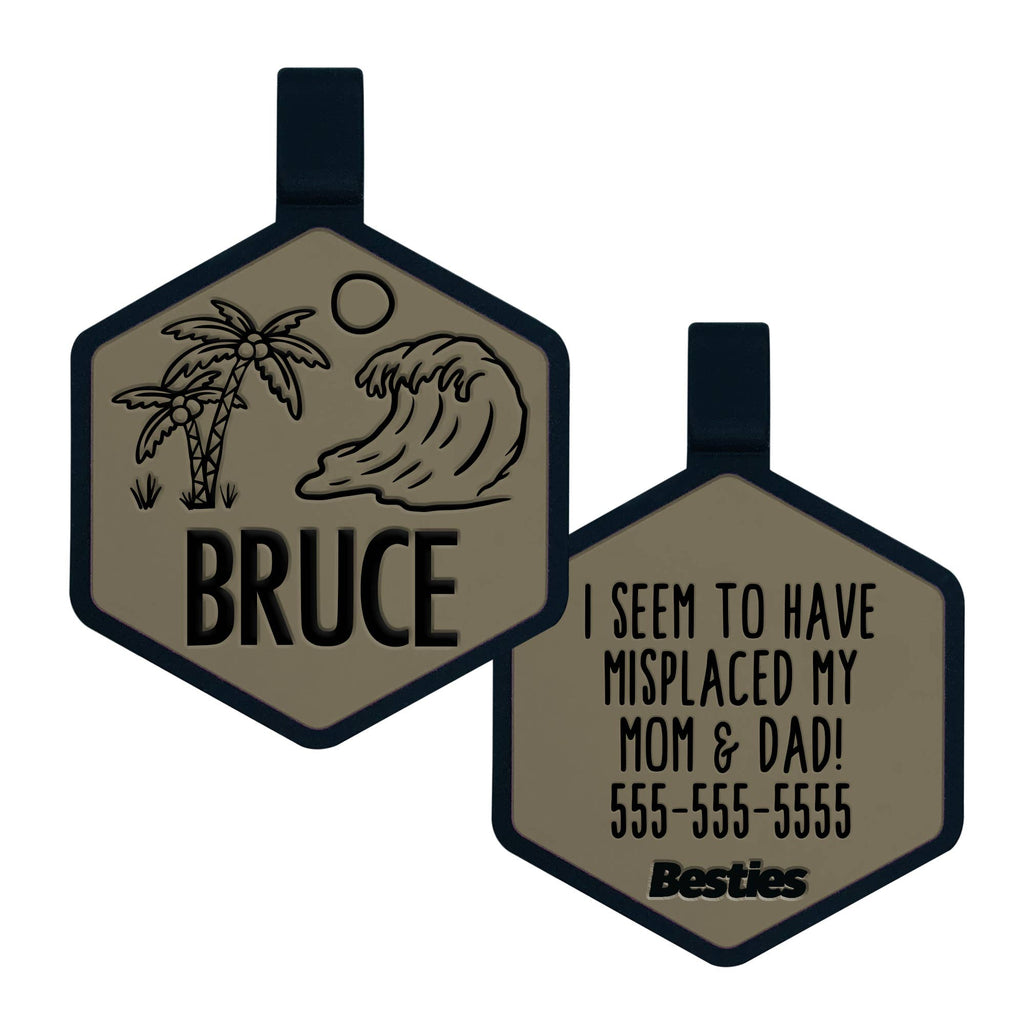Besties Pets - Life's A Beach Silicone Dog ID Tag - Dog.Dog.Cat.